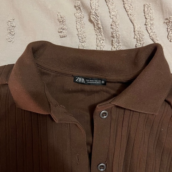 Zara Brown Ribbed Button-Up Cardigan - Picture 2 of 2